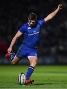 6 January 2018; Ross Byrne of Leinster kicks a conversion during the Guinness PRO14 Round 13 match between Leinster and Ulster at the RDS Arena in Dublin. Photo by Ramsey Cardy/Sportsfile