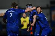6 January 2018; Fergus McFadden of Leinster is congratulated by Jamison Gibson-Park, left, and Jordi Murphy after scoring his side's fourth try during the Guinness PRO14 Round 13 match between Leinster and Ulster at the RDS Arena in Dublin. Photo by Ramsey Cardy/Sportsfile