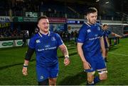 6 January 2018; Andrew Porter, left, and Josh Murphy of Leinster following the Guinness PRO14 Round 13 match between Leinster and Ulster at the RDS Arena in Dublin. Photo by Ramsey Cardy/Sportsfile