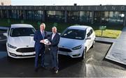 15 January 2018; Ford Ireland renewed its existing partnership with Irish football for 2018 and in doing so, handed over a fleet of new 181 Ford models to the Football Association of Ireland to assist in the delivery of grassroots football and ultimately the future of Irish football. The dual-branded (Ford and FAI) vehicles can be seen around Ireland as the association’s Development Officers and other representatives work on promoting the game countrywide. Pictured are Ciarán McMahon, Managing Director of Ford Ireland, and FAI Chief Executive John Delaney in attendance at FAI HQ in Abbotstown, Dublin. Photo by Stephen McCarthy/Sportsfile