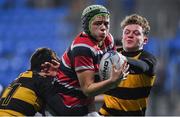 10 January 2018; Jamie Kavanagh of Wesley College in action against Colm Flynn of St Patrick's Classical School Navan during the Bank of Ireland Leinster Schools Vinnie Murray Cup Round 1 match between St Patrick's Classical School Navan and Wesley College at Donnybrook Stadium in Dublin. Photo by Eóin Noonan/Sportsfile
