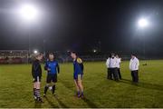 10 January 2018; Referee Paul Lydon performs the coin toss with team captains Adrian Marren of Sligo and Diarmuid Murtagh of Roscommon before the Connacht FBD League Round 3 match between Roscommon and Sligo at St. Brigid's GAA Club, Kiltoom, in Roscommon. Photo by Piaras Ó Mídheach/Sportsfile