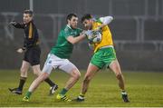 10 January 2018; Michael Carroll of Donegal in action against Ryan Jones of Fermanagh during the Bank of Ireland Dr. McKenna Cup Section C Round 3 match between Donegal and Fermanagh at Páirc MacCumhaill in Ballybofey, Donegal. Photo by Oliver McVeigh/Sportsfile