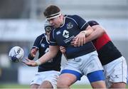 11 January 2018; Ben Griffen of Mount Temple is tackled by Kyle Butler of The High School during the Bank of Ireland Leinster Schools Vinnie Murray Cup Round 1 match between The High School and Mount Temple at Donnybrook Stadium in Dublin. Photo by Matt Browne/Sportsfile