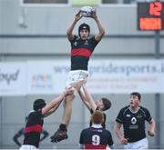11 January 2018; Niall McDonnell of The High School wins possession in the lineout against Mount Temple during the Bank of Ireland Leinster Schools Vinnie Murray Cup Round 1 match between The High School and Mount Temple at Donnybrook Stadium in Dublin. Photo by Matt Browne/Sportsfile