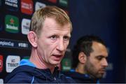 12 January 2018; Leinster head coach Leo Cullen with team captain Isa Nacewa during a Leinster Rugby squad press conference at Leinster Rugby Headquarters in Dublin. Photo by Matt Browne/Sportsfile