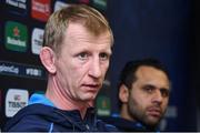 12 January 2018; Leinster head coach Leo Cullen with team captain Isa Nacewa during a Leinster Rugby squad press conference at Leinster Rugby Headquarters in Dublin. Photo by Matt Browne/Sportsfile