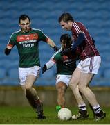12 January 2018; Pádraic Cunningham of Galway in action against Jamie Oates, left, and Sharoize Akram of Mayo during the Connacht FBD League Round 2 refixture match between Mayo and Galway at Elverys MacHale Park in Castlebar, Mayo. Photo by Piaras Ó Mídheach/Sportsfile