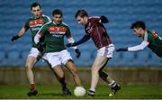 12 January 2018; Pádraic Cunningham of Galway in action against Mayo's, from left, Jamie Oates, Sharoize Akram and Michael Hall during the Connacht FBD League Round 2 refixture match between Mayo and Galway at Elverys MacHale Park in Castlebar, Mayo. Photo by Piaras Ó Mídheach/Sportsfile