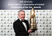 12 January 2018; Cork City manager John Caulfield after being presented with the Personality of the Year award during the SSE Airtricity / Soccer Writers Association of Ireland Awards 2017 at The Conrad Hotel in Dublin. Photo by Stephen McCarthy/Sportsfile
