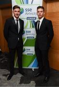 12 January 2018; Ronan Finn, left, and Luke Byrne of Shamrock Rovers in attendance at the SSE Airtricity / Soccer Writers Association of Ireland Awards 2017 at The Conrad Hotel in Dublin. Photo by Stephen McCarthy/Sportsfile