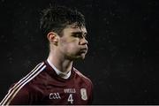 12 January 2018; Seán Mulkerrin of Galway leaves the field after being shown the red card by referee Paddy Neilan during the Connacht FBD League Round 2 refixture match between Mayo and Galway at Elverys MacHale Park in Castlebar, Mayo. Photo by Piaras Ó Mídheach/Sportsfile