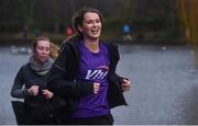 13 January 2018; Dublin Ladies footballer Sarah McCaffrey during the Bushy Dublin parkrun where Vhi hosted a special event to celebrate their partnership with parkrun Ireland. Vhi Ambassador David Gillick and Dublin Ladies Footballer, Sarah McCaffrey led a warm up for participants before completing the 5km free event. Parkrunners enjoyed refreshments post event at the Vhi Relaxation Area where a physiotherapist took participants through a post event stretching routine.   parkrun in partnership with Vhi support local communities in organising free, weekly, timed 5k runs every Saturday at 9.30am. To register for a parkrun near you visit www.parkrun.ie. Photo by David Fitzgerald/Sportsfile