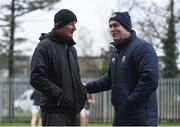 13 January 2018; Kilkenny manager Brian Cody, left, and Offaly manager Kevin Martin in conversation ahead of the Bord na Mona Walsh Cup semi-final match between Offaly and Kilkenny at Bord na Mona O'Connor Park in Offaly. Photo by Sam Barnes/Sportsfile
