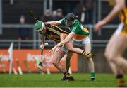 13 January 2018; Paddy Deegan of Kilkenny in action against Colm Gath of Offaly during the Bord na Mona Walsh Cup semi-final match between Offaly and Kilkenny at Bord na Mona O'Connor Park in Offaly. Photo by Sam Barnes/Sportsfile