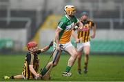 13 January 2018; Jordan Quinn of Offaly in action against Robert Lennon of Kilkenny during the Bord na Mona Walsh Cup semi-final match between Offaly and Kilkenny at Bord na Mona O'Connor Park in Offaly. Photo by Sam Barnes/Sportsfile
