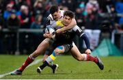 13 January 2018; Paul Jordaan of La Rochelle is tackled by Jacob Stockdale of Ulster during the European Rugby Champions Cup Pool 1 Round 5 match between Ulster and La Rochelle at the Kingspan Stadium in Belfast. Photo by Oliver McVeigh/Sportsfile