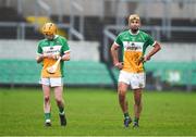 13 January 2018; Liam Langton, left, and Shane Kinsella of Offaly dejected following the Bord na Mona Walsh Cup semi-final match between Offaly and Kilkenny at Bord na Mona O'Connor Park in Offaly. Photo by Sam Barnes/Sportsfile