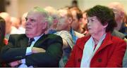 13 January 2018; Michael and Julia McGinley watch on as their son Paul McGinley, Captain, Europe Ryder Cup Team 2014, speaks during day two of the GAA Games Development Conference at Croke Park in Dublin. Photo by Stephen McCarthy/Sportsfile