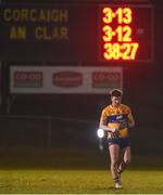 13 January 2018; The final score is displayed on the scoreboard as Keelan Sexton of Clare reacts at the final whistle after the McGrath Cup Final between Cork and Clare at Mallow GAA Complex in Mallow, Co. Cork. Photo by Diarmuid Greene/Sportsfile