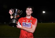 13 January 2018; Cork captain Jamie O'Sullivan with the cup after the McGrath Cup Final between Cork and Clare at Mallow GAA Complex in Mallow, Co. Cork. Photo by Diarmuid Greene/Sportsfile