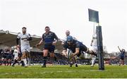 14 January 2018; Scott Fardy of Leinster dives over to score his side's fourth try during the European Rugby Champions Cup Pool 3 Round 5 match between Leinster and Glasgow Warriors at the RDS Arena in Dublin. Photo by David Fitzgerald/Sportsfile