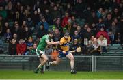 14 January 2018; Tony Kelly of Clare in action against Diarmuid Byrnes of Limerick during Co-Op Superstores Munster Senior Hurling League Final between Limerick and Clare at Gaelic Grounds in Limerick. Photo by Diarmuid Greene/Sportsfile