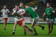 14 January 2018; Declan McClure of Tyrone in action against Eddie Courtney and Eoin Donnelly of Fermanagh during the Bank of Ireland Dr. McKenna Cup semi-final match between Fermanagh and Tyrone at Brewster Park in Enniskillen, Fermanagh. Photo by Oliver McVeigh/Sportsfile