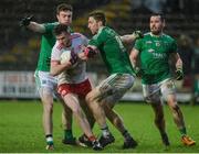 14 January 2018; Declan McClure of Tyrone in action against Eddie Courtney and Eoin Donnelly of Fermanagh during the Bank of Ireland Dr. McKenna Cup semi-final match between Fermanagh and Tyrone at Brewster Park in Enniskillen, Fermanagh. Photo by Oliver McVeigh/Sportsfile