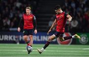 14 January 2018; Conor Murray of Munster kicks a penalty which hit the post during the European Rugby Champions Cup Pool 4 Round 5 match between Racing 92 and Munster at the U Arena in Paris, France. Photo by Brendan Moran/Sportsfile