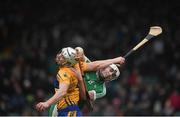 14 January 2018; Patrick O'Connor of Clare in action against Aaron Gillane of Limerick during Co-Op Superstores Munster Senior Hurling League Final between Limerick and Clare at Gaelic Grounds in Limerick. Photo by Diarmuid Greene/Sportsfile