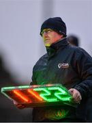 14 January 2018; Haulie Beirne, referee Administrator with Roscommon GAA, prepares to display a substitution during the Connacht FBD League Round 4 match between Roscommon and Mayo at Dr Hyde Park in Roscommon. Photo by Piaras Ó Mídheach/Sportsfile