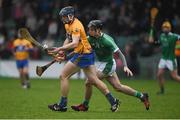 14 January 2018; David McInerney of Clare in action against Barry Murphy of Limerick during Co-Op Superstores Munster Senior Hurling League Final between Limerick and Clare at Gaelic Grounds in Limerick. Photo by Diarmuid Greene/Sportsfile