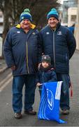 14 January 2018; Leinster supporter Daniel van Zyl arrives  with his father Dan and grandfather Daniel ahead of the European Rugby Champions Cup Pool 3 Round 5 match between Leinster and Glasgow Warriors at the RDS Arena in Dublin. Photo by Stephen McCarthy/Sportsfile