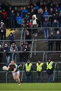 14 January 2018; Stewards, from left, Martin Kane, Patrick Maguire and Matt Connell look as on Colm Boyle of Mayo goes on the attack during the Connacht FBD League Round 4 match between Roscommon and Mayo at Dr Hyde Park in Roscommon. Photo by Piaras Ó Mídheach/Sportsfile