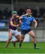 14 January 2018; Cian McBride of Dublin in action against Shaun Murphy of Wexford during the Bord na Mona Walsh Cup semi-final match between Dublin and Wexford at Parnell Park in Dublin. Photo by Daire Brennan/Sportsfile