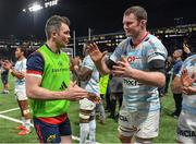 14 January 2018; Donnacha Ryan, right, of Racing 92 with Munster captain Peter O’Mahony of Munster after the European Rugby Champions Cup Pool 4 Round 5 match between Racing 92 and Munster at the U Arena in Paris, France. Photo by Brendan Moran/Sportsfile