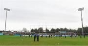 14 January 2018; The Dublin team warm-up ahead of the Bord na Mona Walsh Cup semi-final match between Dublin and Wexford at Parnell Park in Dublin. Photo by Daire Brennan/Sportsfile