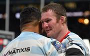 14 January 2018; Donnacha Ryan of Racing 92 celebrates with team-mate Edwin Maka after the European Rugby Champions Cup Pool 4 Round 5 match between Racing 92 and Munster at the U Arena in Paris, France. Photo by Brendan Moran/Sportsfile