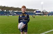 14 January 2018; Matchday mascot 12 year old Oliver O’Callaghan, from Blackrock, Dublin, ahead of the European Rugby Champions Cup Pool 3 Round 5 match between Leinster and Glasgow Warriors at the RDS Arena in Dublin. Photo by Ramsey Cardy/Sportsfile