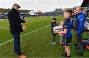 14 January 2018; Matchday mascot 11 year old Henry Ferguson, from Glasthule, Dublin, with Jamie Heaslip of Leinster ahead of the European Rugby Champions Cup Pool 3 Round 5 match between Leinster and Glasgow Warriors at the RDS Arena in Dublin. Photo by Ramsey Cardy/Sportsfile