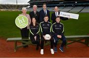 15 January 2018; An independent evaluation by Waterford IT has revealed that the GAA Healthy Club Project (HCP) is already showing significant and lasting improvements to the health of communities across Ireland. Stemming from this, the Healthy Club Project is calling on further clubs to make the GAA a healtheir place for everyone to enjoy, by signing up to this transformative initiative. Clubs can apply to participate in the Healthy Club Project by completing the online form on www.gaa.ie/community The closing date is Monday, January 29th. Pictured at the launch are, back row, from left, Catherine Byrne TD, Minister of State at the Department of Health with responsibility for Health Promotion and the National Drugs Strategy, Uachtarán Chumann Lúthchleas Gael Aogán Ó Fearghail, Simon Harris TD, Minister for Health, and Irish life CEO, David Harney. Front row, from left, Dublin ladies footballer Lyndsey Davey, Mayo footballer Diarmuid O'Connor and Waterford hurler Jamie Barron at Croke Park in Dublin.     Photo by Piaras Ó Mídheach/Sportsfile