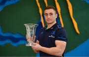16 January 2018; Jordan Larmour of Leinster with the Bank of Ireland Leinster Rugby Player of the Month for December at Leinster Rugby Headquarters in Dublin. Photo by Ramsey Cardy/Sportsfile