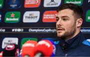 16 January 2018; Robbie Henshaw during a Leinster Rugby press conference at Leinster Rugby Headquarters in Dublin. Photo by Ramsey Cardy/Sportsfile