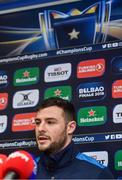 16 January 2018; Robbie Henshaw during a Leinster Rugby press conference at Leinster Rugby Headquarters in Dublin. Photo by Ramsey Cardy/Sportsfile