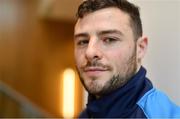 16 January 2018; Robbie Henshaw poses for a portrait following a Leinster Rugby press conference at Leinster Rugby Headquarters in Dublin. Photo by Ramsey Cardy/Sportsfile