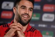 16 January 2018; Conor Murray speaks to reporters during a Munster Rugby press conference at the University of Limerick in Limerick. Photo by Diarmuid Greene/Sportsfile