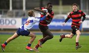 16 January 2018; Jackson Oyo of Kilkenny College is tackled by Sam Hamilton of St Andrew's College during the Bank of Ireland Leinster Schools Fr. Godfrey Cup Round 1 match between St Andrew's College and Kilkenny College at Donnybrook Stadium in Dublin.  Photo by Eóin Noonan/Sportsfile