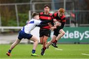 16 January 2018; Richard Crotty of Kilkenny College is tackled by Joe Allidine of St Andrew's College during the Bank of Ireland Leinster Schools Fr. Godfrey Cup Round 1 match between St Andrew's College and Kilkenny College at Donnybrook Stadium in Dublin.  Photo by Eóin Noonan/Sportsfile