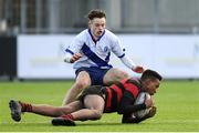 16 January 2018; Greg Edogun of Kilkenny College is tackled by David Baker of St Andrew's College during the Bank of Ireland Leinster Schools Fr. Godfrey Cup Round 1 match between St Andrew's College and Kilkenny College at Donnybrook Stadium in Dublin.  Photo by Eóin Noonan/Sportsfile